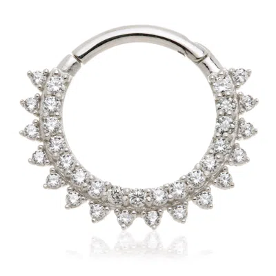 Tish Lyon Women's Selene Solid Gold Multi Gem Daith & Septum Ring - White Gold