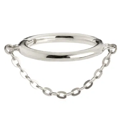 Tish Lyon Women's Seraphina 9ct Solid Gold Huggie Earring & Chain - White Gold