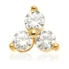 Tish Lyon Women's Shakti 14ct Solid Gold Jewelled Trinity Flatback Stud - Gold