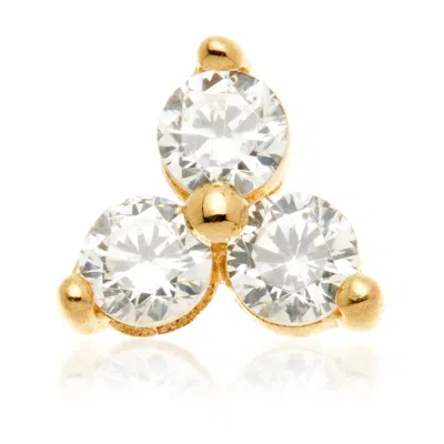 Tish Lyon Women's Shakti 14ct Solid Gold Jewelled Trinity Flatback Stud - Gold