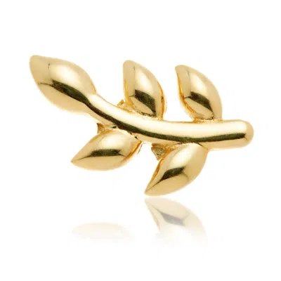 Tish Lyon Women's Solid 14ct Gold Leaf Flatback Stud - Gold
