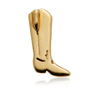 Tish Lyon Women's Solid 14ct Gold Threadless Cowboy Boot Flatback Stud Earring