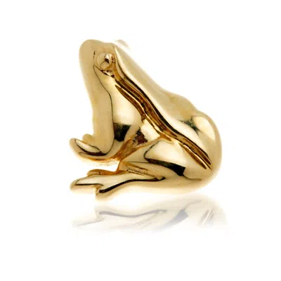 Tish Lyon Women's Solid 14ct Gold Threadless Frog Flatback Stud Earring