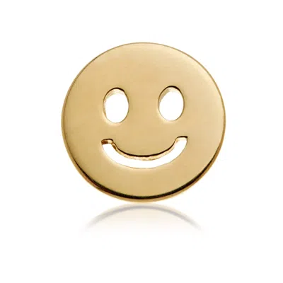 Tish Lyon Women's Solid 14ct Gold Threadless Joy Smiley Face Flatback Stud Earring