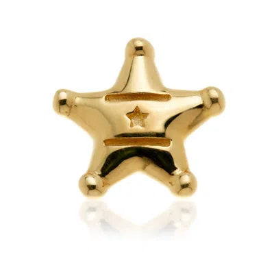 Tish Lyon Women's Solid 14ct Gold Threadless Sheriff's Badge Flatback Stud Earring