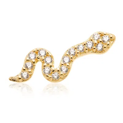 Tish Lyon Women's Syn 14ct Solid Gold Jewelled Snake Flatback Stud - Gold