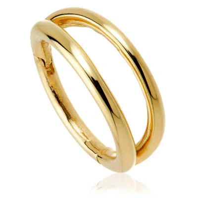 Tish Lyon Women's Tara Solid Gold Double Band Huggie Earring - Gold
