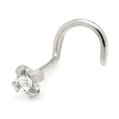 Tish Lyon Women's Teles 9ct Solid Gold Diamond Prong Nose Stud - White Gold