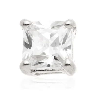 Tish Lyon Women's Venus 14ct Solid Gold Square Prong Flatback Stud - White Gold