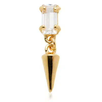 Tish Lyon Women's Virtus 14ct Solid Gold Baguette Gem Hanging Spike Flatback Stud - Gold