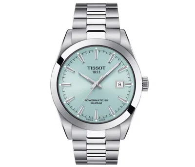 Pre-owned Tissot Automatic Powermatic 80 Ice Blue Round Stainless Steel T1274071135100