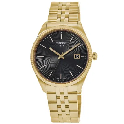 Tissot Ballade Quartz Black Dial Yellow Gold Plated Steel Men's Watch T156.410.33.051.00