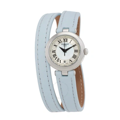 Tissot Bellissima Small Lady M Double Tour Strap Quartz White Mother Of Pearl Dial Ladies Watch T126 In Blue / Mother Of Pearl / White