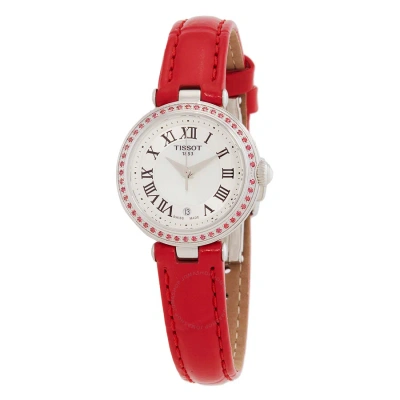 Tissot Bellissima Small Lady Quartz White Mother Of Pearl Dial Watch T1260106611300 In Red