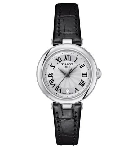 Pre-owned Tissot Bellissima Small Lady White Dial Black Leather Strap Watch T1260101601300
