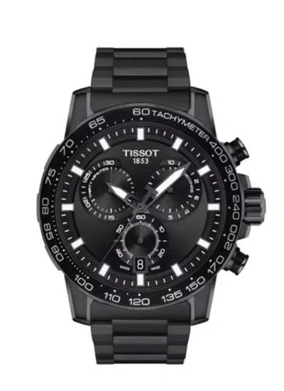 Pre-owned Tissot Brand  Supersport Black Chrono Steel Men's 45.5mm Watch T1256173305100