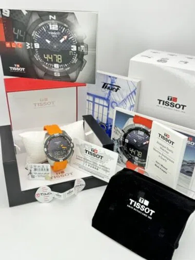 Pre-owned Tissot Brandnew  T-touch Expert Solar Titanium Xl45mm T091420 Orange ? Full Set