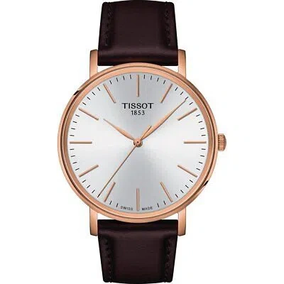 Pre-owned Tissot Brown Mens Analogue Watch Everytime T1434103601100