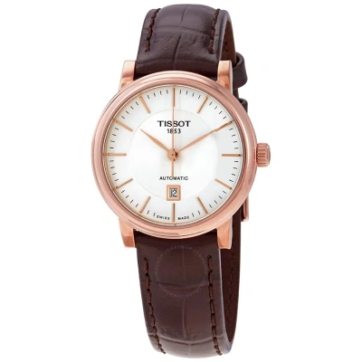 Tissot Carson Automatic Silver Dial Ladies Watch T122.207.36.031.00 In Brown / Gold / Gold Tone / Rose / Rose Gold / Rose Gold Tone / Silver