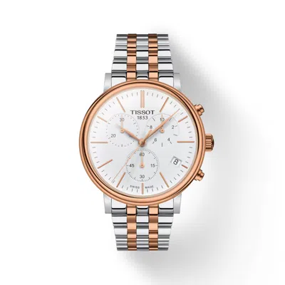 Pre-owned Tissot Carson Chronograph Rose Gold Stainless Steel 41mm Watch T1224172201100