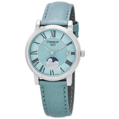 Pre-owned Tissot Carson Moon Phase Quartz Light Blue Dial Ladies Watch T122.223.16.353.00