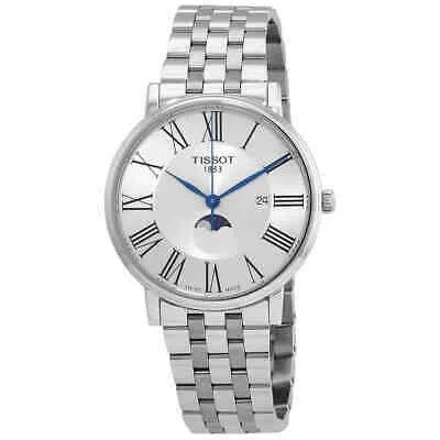 Pre-owned Tissot Carson Moon Phase Quartz Silver Dial Men's Watch T1224231103300