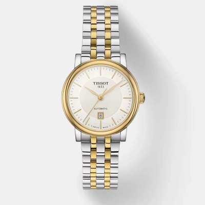 Pre-owned Tissot Carson Premium Automatic Lady T122.207.22.031.00 Gold Stainlesssteel Watch In Silver