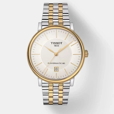 Pre-owned Tissot Carson Premium Powermatic 80 T122.407.22.031.00 Gold Stainlesssteel Watch In Silver