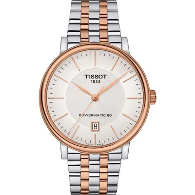 Tissot Carson Premium Powermatic Lady Bracelet Watch, 40mm In Silver/rose Gold