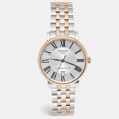 Pre-owned Tissot Carson T122.407.22.033.00 Silver Dial Two Tone Stainless Steel Men's Wristwatch 40 Mm