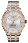 Tissot Men's Swiss Automatic Chemin Des Tourelles Powermatic 80 Two-tone Stainless Steel Bracelet Watch 42m In Two Tone/silver/rose Gold
