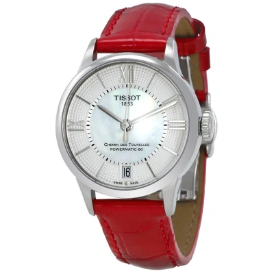 Tissot Chemin Des Tourelles Automatic Ladies Watch T099.207.16.118.00 In Red   / Mop / Mother Of Pearl