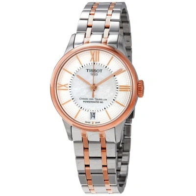 Tissot Chemin Des Tourelles Automatic Mother Of Pearl Dial Ladies Watch T099.207.22.118.02 In Two Tone  / Gold / Gold Tone / Mother Of Pearl / Rose / Rose Gold / Rose Gold Tone / Silver