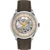 Tissot Men's Swiss Automatic Chemin Des Tourelles Skeleton Brown Leather Strap Watch 39mm In Grey/ivory