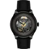 Tissot Men's Swiss Automatic Chemin Des Tourelles Skeleton Black Leather Strap Watch 40mm In Gun