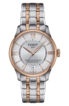 Tissot Chemin Des Tourelles Powermatic 80 Watch, 34mm In Silver/rose Gold