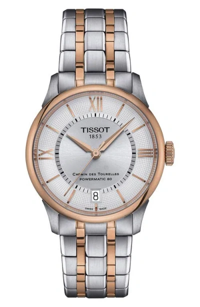 TISSOT TISSOT CHEMIN DES TOURELLES POWERMATIC 80 BRACELET WATCH, 34MM