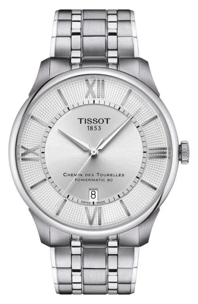 Tissot Chemin Des Tourelles Powermatic 80 Bracelet Watch, 42mm In Silver