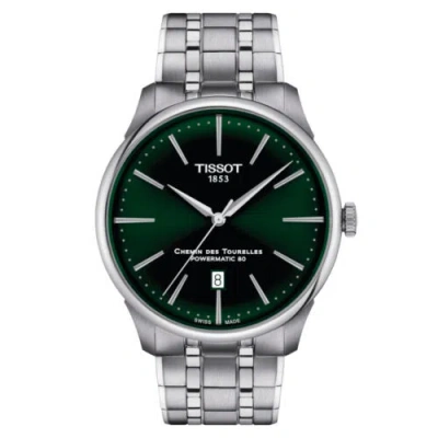 Pre-owned Tissot Chemin Des Tourelles Powermatic 80 Green Dial Watch T139.407.11.091.00