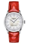 Tissot Chemin Des Tourelles Powermatic 80 Leather Strap Watch, 34mm In Silver