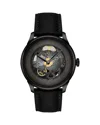 Tissot Men's Swiss Automatic Chemin Des Tourelles Skeleton Black Leather Strap Watch 40mm In Gray/black