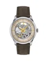 Tissot Men's Swiss Automatic Chemin Des Tourelles Skeleton Brown Leather Strap Watch 39mm In Gray/brown