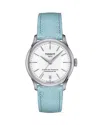 Tissot Chemin Des Tourelles Powermatic 80 Leather Strap Watch, 34mm In Silver/blue