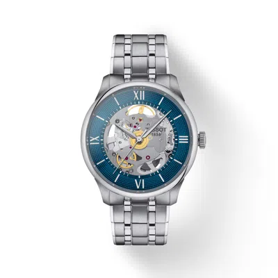 Pre-owned Tissot Chemin Des Tourelles Skeleton Automatic 39mm Watch T1398361104800
