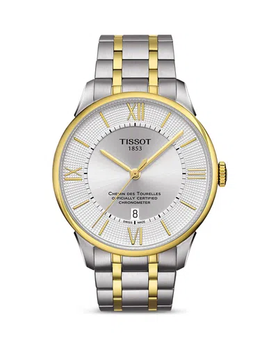 Tissot Men's Swiss Automatic Chemin Des Tourelles Powermatic 80 Cosc Two-tone Stainless Steel Bracelet Watc In Silver