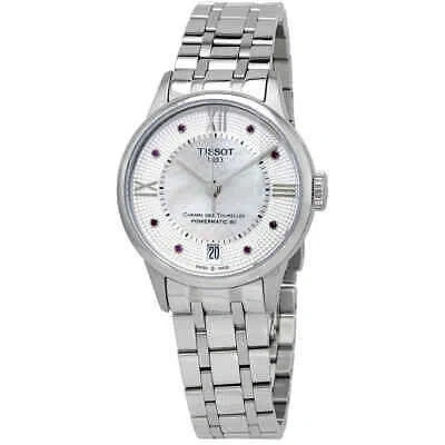 Pre-owned Tissot Chemin Des Tourelles White Mop Rubies Dial Ladies Watch