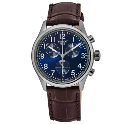 Tissot Chrono L 42mm Blue Dial Leather Strap Men's Watch T116.417.16.042.00 In Brown