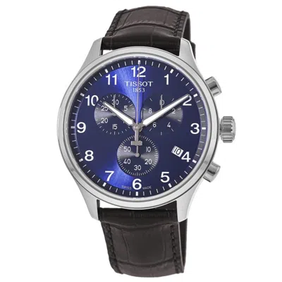 TISSOT CHRONO XL CLASSIC BLUE DIAL BROWN LEATHER STRAP MEN'S WATCH T116.617.16.047.00