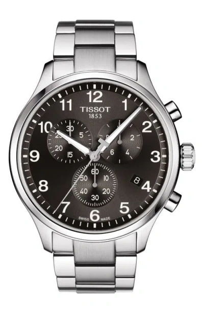 Tissot Chrono Xl Collection Chronograph Bracelet Watch, 45mm In Silver/black/silver