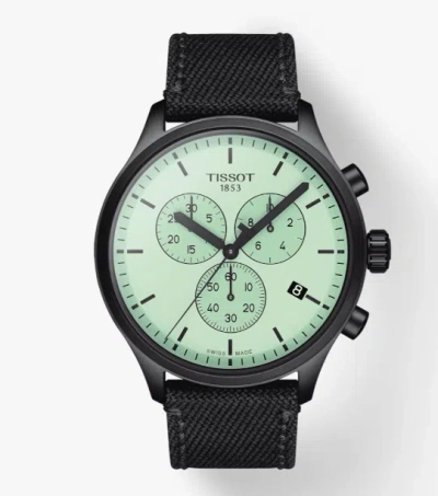 Pre-owned Tissot Chrono Xl Pvd Steel Green Dial Men Quartz Watch T1166173709100